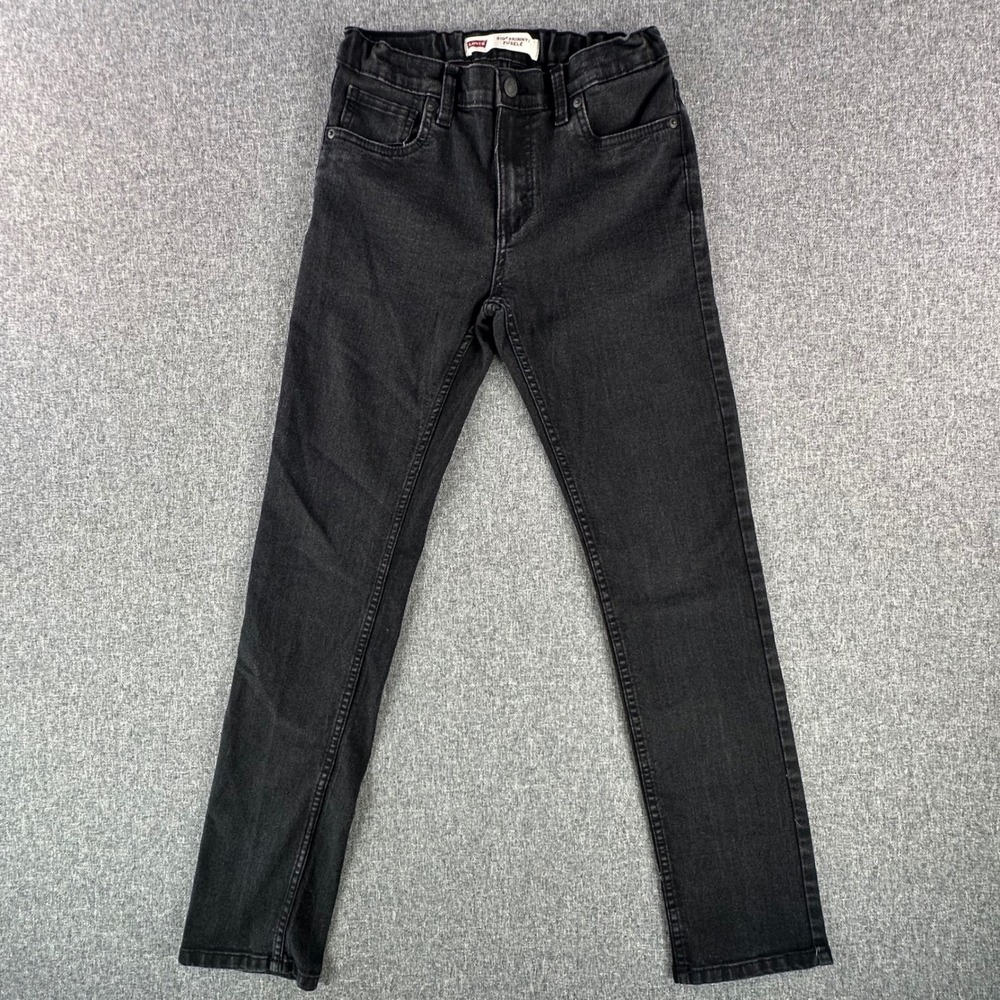 Levi's Jeans Boys 16 Regular 510 Skinny Fusele Black Stretch Denim Adjustable